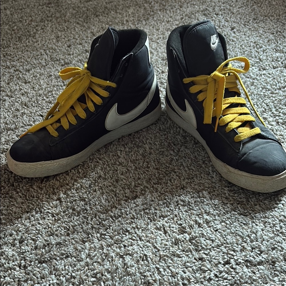 Nike Black High-Tops with Yellow Laces